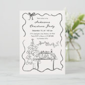 Whimsical Hand Drawn Doodles Weihnachtsfest Party Einladung (Stehend Vorderseite)