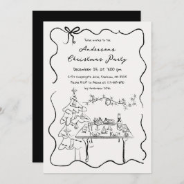 Whimsical Hand Drawn Doodles Weihnachtsfest Party Einladung