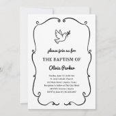 Whimsical Hand-Drawn Dove | Baptism Einladung (Vorderseite)