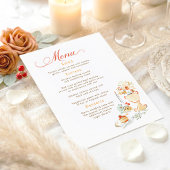 Whimsical Hand Drawn Earthy Fall Wedding Menu Menükarte
