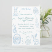 Whimsical Hand drawn Easter Brunch & Egg Hunt Einladung (Stehend Vorderseite)