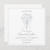 Whimsical Hand Drawn Einfache Blume und Bow-Hochze Save The Date (Vorne/Hinten)