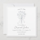 Whimsical Hand Drawn Einfache Blume und Bow-Hochze Save The Date (Vorderseite)