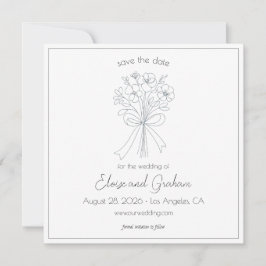Whimsical Hand Drawn Einfache Blume und Bow-Hochze Save The Date