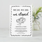 Whimsical Hand Drawn Eloped Wedding Announcement Einladung (Stehend Vorderseite)