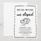 Whimsical Hand Drawn Eloped Wedding Announcement Einladung (Vorne/Hinten)