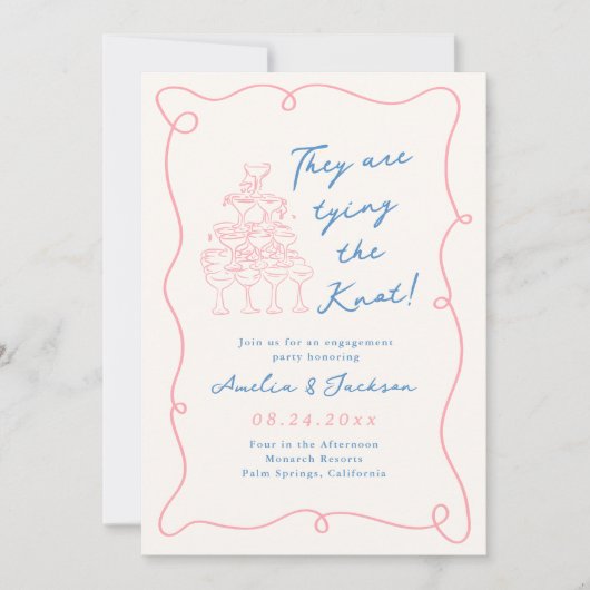 Whimsical Hand Drawn Engagement Party Einladung (Vorderseite)