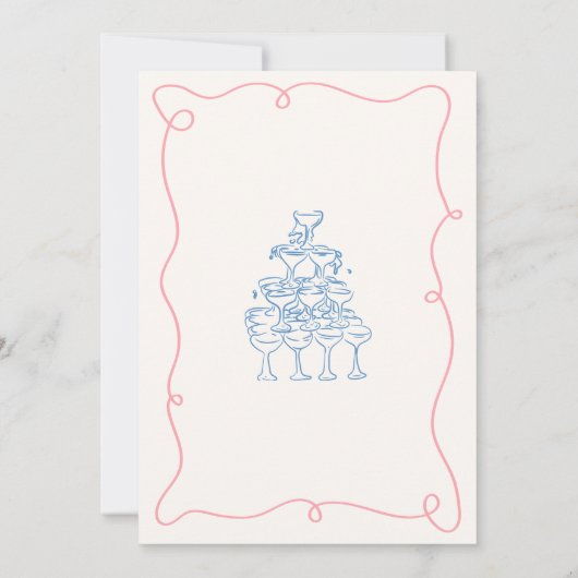 Whimsical Hand Drawn Engagement Party Einladung (Rückseite)