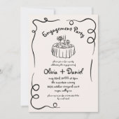 Whimsical Hand Drawn Engagement Party Hochzeit Einladung (Vorderseite)