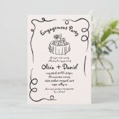 Whimsical Hand Drawn Engagement Party Hochzeit Einladung (Stehend Vorderseite)