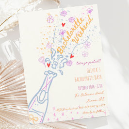 Whimsical Hand Drawn Floral Bachelorette Wochenend Einladung