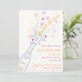 Whimsical Hand Drawn Floral Scribble Brautparty Einladung (Stehend Vorderseite)