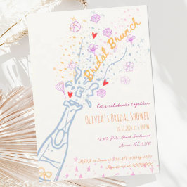 Whimsical Hand Drawn Floral Scribble Bridal Brunch Einladung