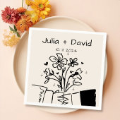 Whimsical Hand Drawn Floral Wedding Serviette