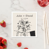 Whimsical Hand Drawn Floral Wedding Serviette (Beispiel)