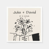 Whimsical Hand Drawn Floral Wedding Serviette (Vorderseite)