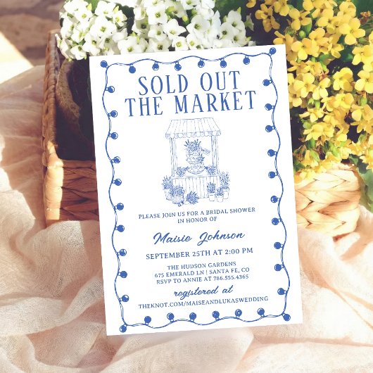 Whimsical Hand Drawn Flower Market Bridal Shower Einladung