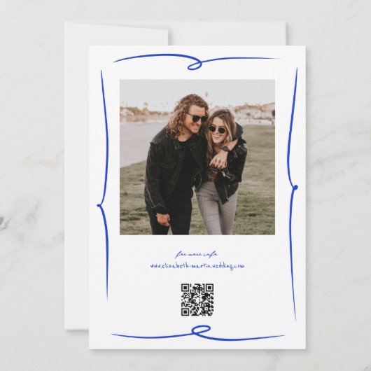 Whimsical Hand Drawn Französisch Blaue Weinkellere Einladung (Rückseite)