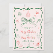 Whimsical Hand Drawn Französisch Frohe Weihnachts- Einladung (Vorderseite)