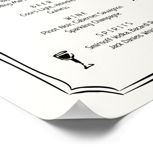 Whimsical Hand Drawn French Wedding Bar Menu Poster (Ecke)