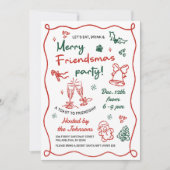 Whimsical Hand Drawn Friendsmas Christmas Party Einladung (Vorderseite)