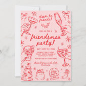 Whimsical Hand Drawn Friendsmas Christmas Party Einladung (Vorderseite)