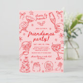 Whimsical Hand Drawn Friendsmas Christmas Party Einladung (Stehend Vorderseite)