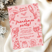 Whimsical Hand Drawn Friendsmas Christmas Party Einladung