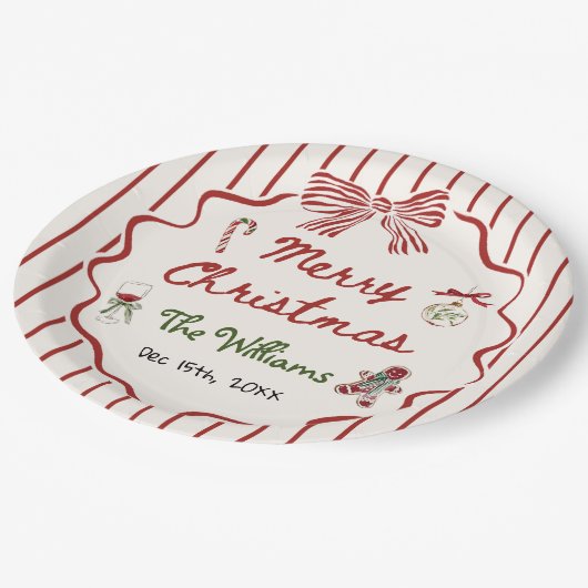 Whimsical Hand Drawn Friendsmas Christmas Party Pappteller (Schrägansicht)