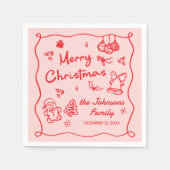 Whimsical Hand Drawn Friendsmas Christmas Party Serviette (Vorderseite)