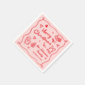 Whimsical Hand Drawn Friendsmas Christmas Party Serviette (Ecke)