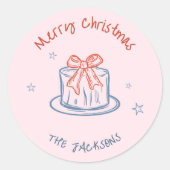 Whimsical Hand Drawn frohe Weihnachten Runder Aufkleber (Vorderseite)