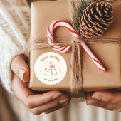 Whimsical Hand Drawn frohe Weihnachten Runder Aufkleber