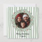 Whimsical Hand Drawn Frohe Weihnachtskranz Foto Einladung (Vorderseite)