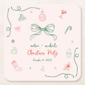 Whimsical Hand Drawn Fun Französisches Weihnachtsf Rechteckiger Pappuntersetzer (Vorderseite)