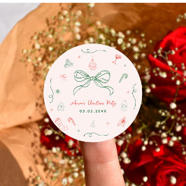 Whimsical Hand Drawn Fun Französisches Weihnachtsf Runder Aufkleber