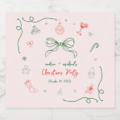 Whimsical Hand Drawn Fun Französisches Weihnachtsf Schaumweinetikett (Einzelnes Label)