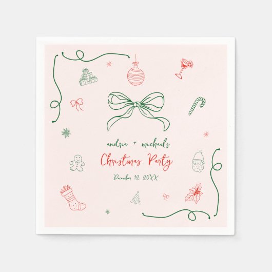 Whimsical Hand Drawn Fun Französisches Weihnachtsf Serviette (Vorderseite)