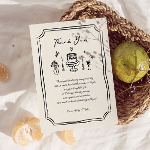 Whimsical Hand Drawn Fun Quirky Wedding Dankeskarte