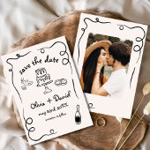Whimsical Hand Drawn Funky Wedding Foto Save The Date