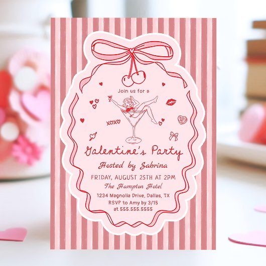 Whimsical Hand Drawn Galentine's Day Invitation Einladung