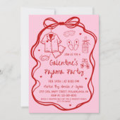 Whimsical Hand Drawn Galentine's Pajama Party  Einladung (Vorderseite)