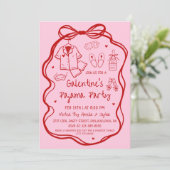 Whimsical Hand Drawn Galentine's Pajama Party  Einladung (Stehend Vorderseite)