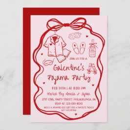 Whimsical Hand Drawn Galentine's Pajama Party Einladung