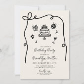 Whimsical Hand Drawn Geburtstagspartei Einladung (Vorderseite)
