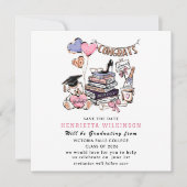 Whimsical hand drawn Graduation Save the Date Card (Vorderseite)