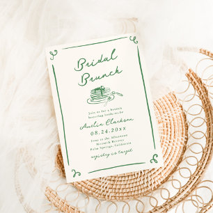 Whimsical Hand Drawn Green Bridal Brunch Einladung
