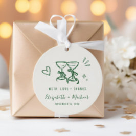 Whimsical Hand Drawn Green Cream Wedding Thank You Geschenkanhänger