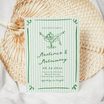 Whimsical Hand Drawn Green Martinis & Matrimone