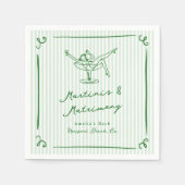 Whimsical Hand Drawn Green Martinis & Matrimone Serviette (Vorderseite)